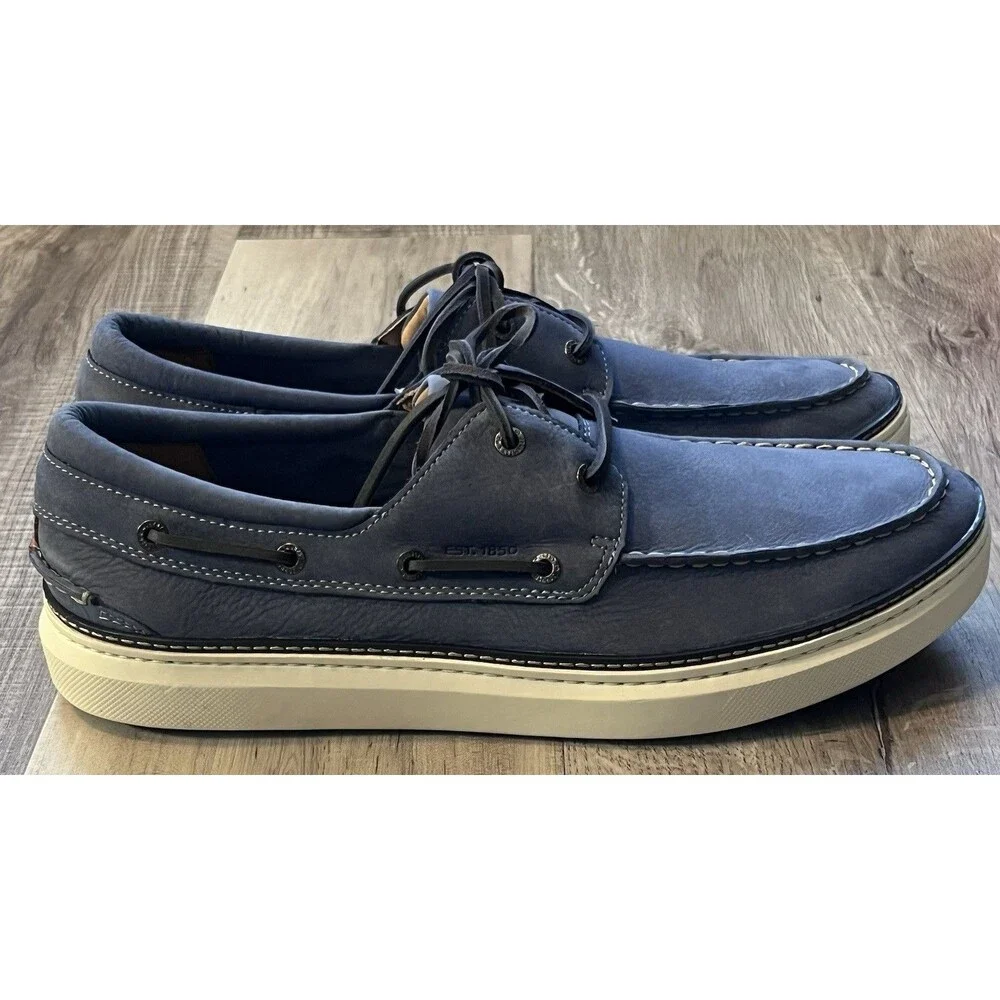 Johnston & Murphy McGuffey 2 Boat Shoe Size 13M Blue Leather Suede Tie NWOB